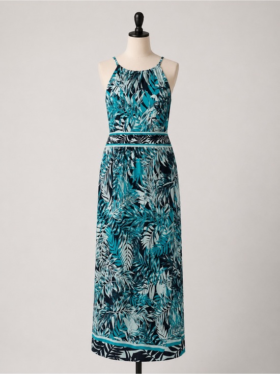 Roz & Ali Dresses & Skirts - Roz & Ali Blue Tropical Print Maxi Dress